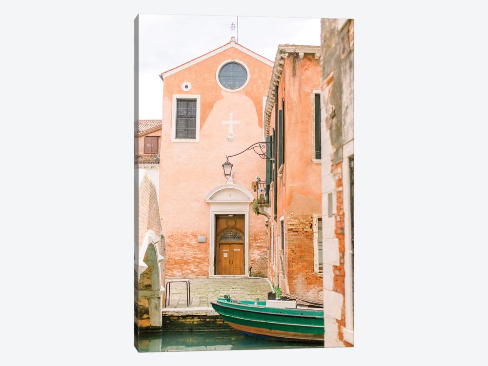Green Boat, Venice, Italy by lovelylittlehomeco 1-piece Canvas Artwork
