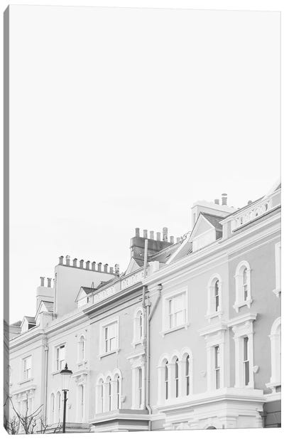 Notting Hill Rooftops, London, England In Black & White Canvas Art Print - lovelylittlehomeco