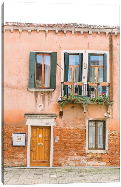 Pastal Building, Venice, Italy Canvas Art Print - Coral Around The Globe