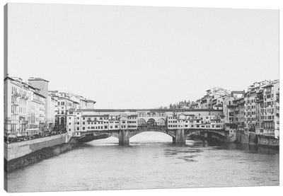 Ponte Vecchio, Florence, Italy In Black & White Canvas Art Print - Florence