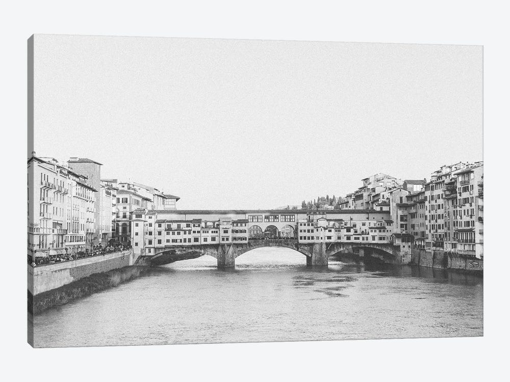 Ponte Vecchio, Florence, Italy In Black & White 1-piece Canvas Art Print