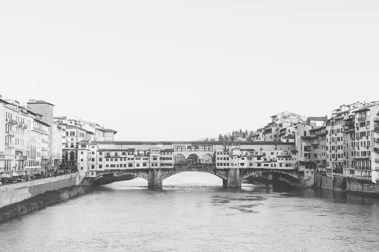 Ponte Vecchio, Florence, Italy In Black & White Grain-Free