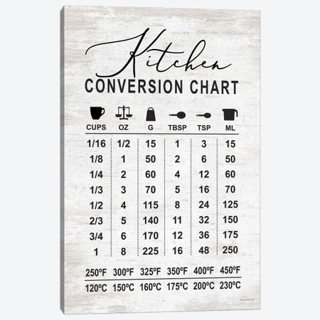 Kitchen Conversion Chart Canvas Print #LLI113} by lettered & lined Canvas Print