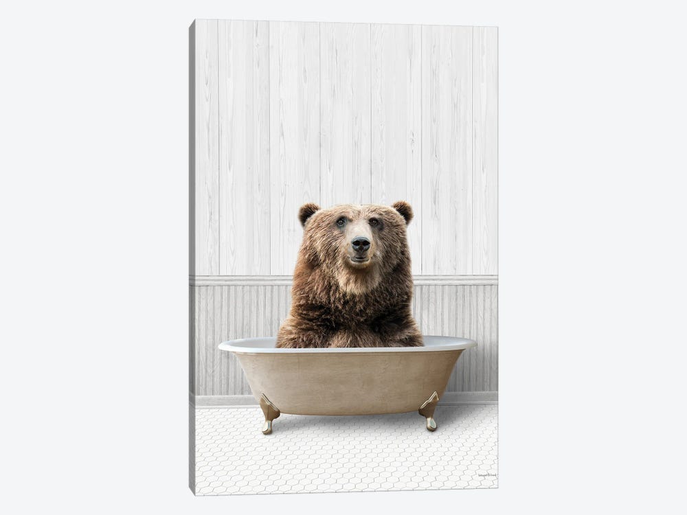 Bath Time Bear by lettered & lined 1-piece Canvas Print