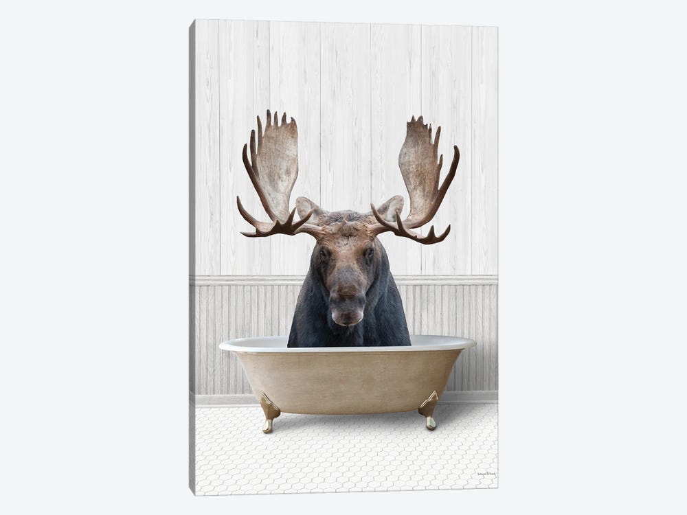 Bath Time Moose by lettered & lined 1-piece Canvas Art