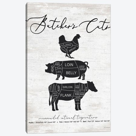 Butcher's Cuts Canvas Print #LLI121} by lettered & lined Canvas Artwork