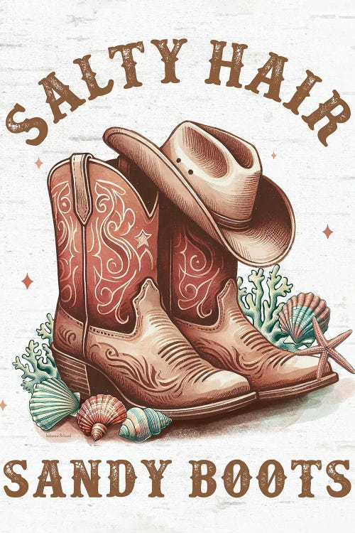Salty Hair & Sandy Boots II by lettered & lined wall art