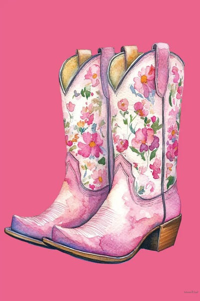 Canvas Art Prints: Pink Floral Boots by lettered & lined