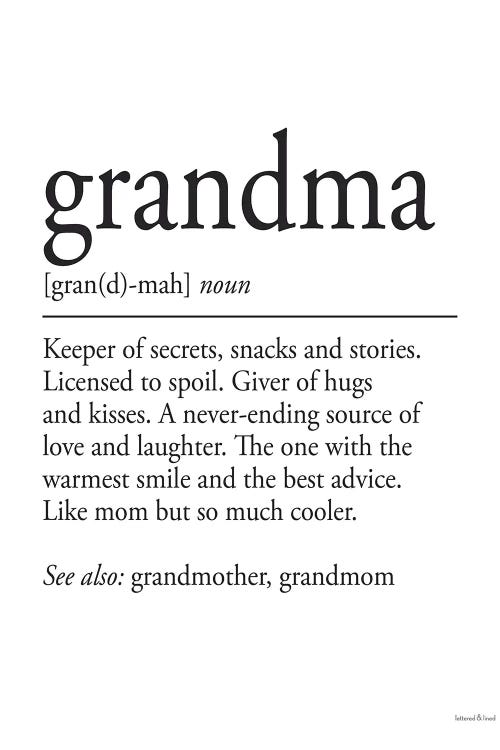 Grandma Definition by lettered & lined wall art