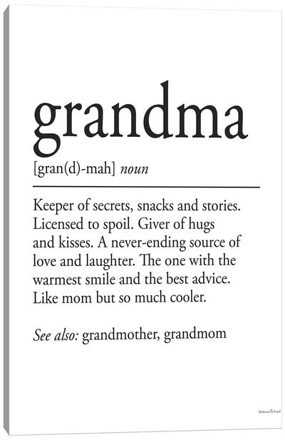 Grandma Definition Canvas Art Print - lettered & lined