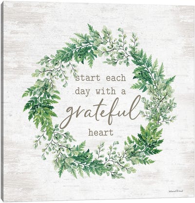 Grateful Heart Wreath Canvas Art Print - lettered & lined