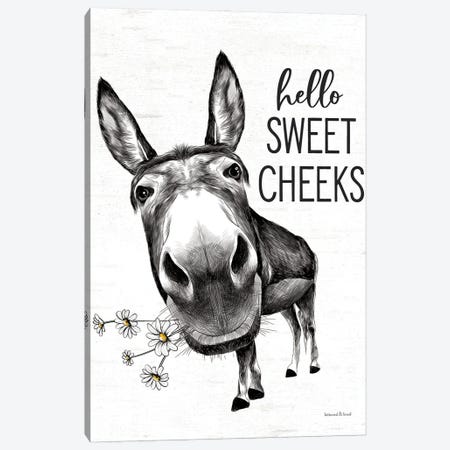 Hello Sweet Cheeks Donkey Canvas Print #LLI21} by lettered & lined Canvas Art Print