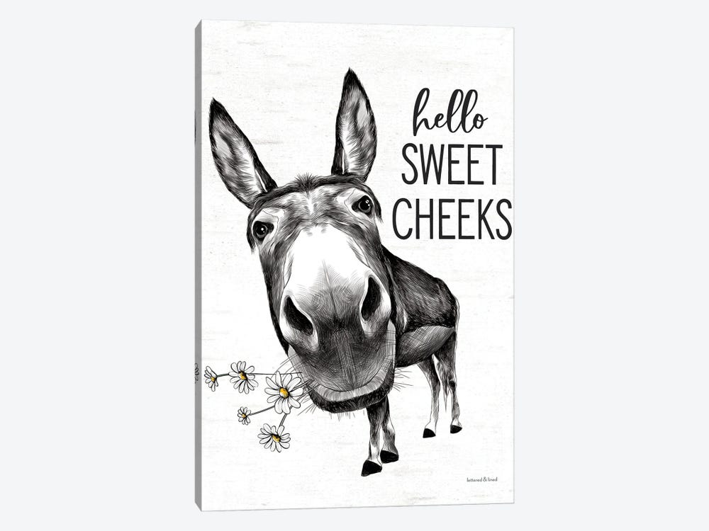 Hello Sweet Cheeks Donkey by lettered & lined 1-piece Canvas Artwork