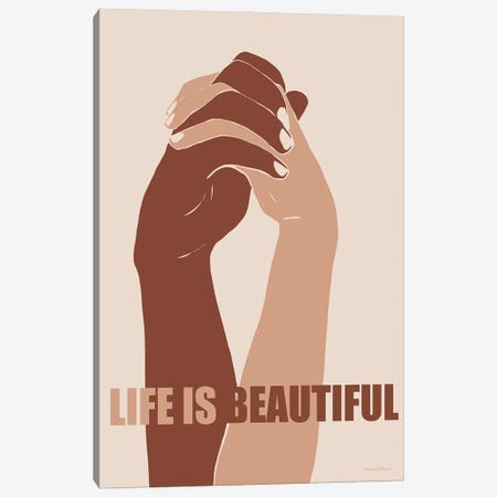 Life Is Beautiful Canvas Print #LLI29} by lettered & lined Canvas Print