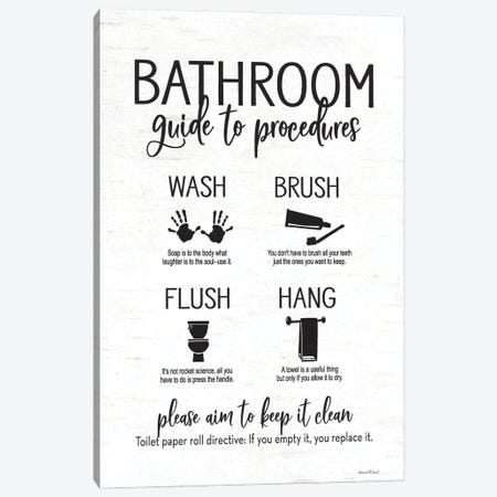Bathroom Guide Canvas Print #LLI2} by lettered & lined Canvas Artwork
