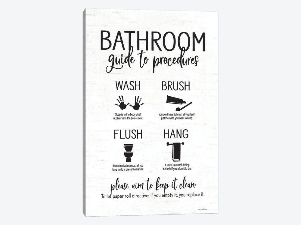 Bathroom Guide by lettered & lined 1-piece Canvas Art Print