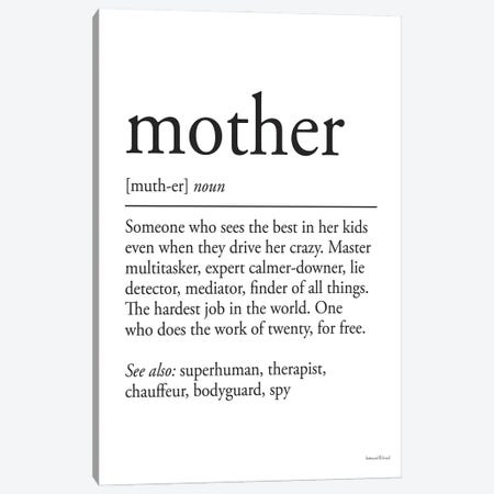 Mother Definition Canvas Print #LLI35} by lettered & lined Art Print