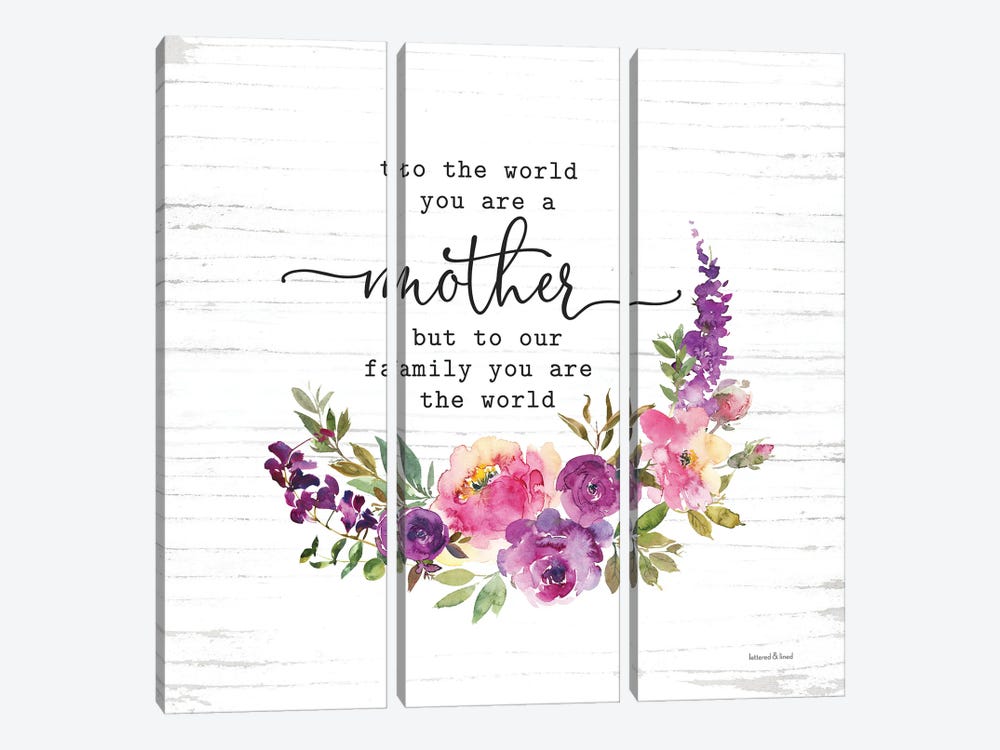 Mother To Our Family You Are The World by lettered & lined 3-piece Canvas Wall Art
