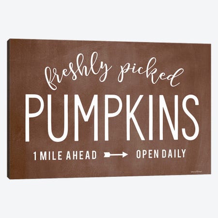 Freshly Picked Pumpkins Canvas Print #LLI45} by lettered & lined Canvas Artwork