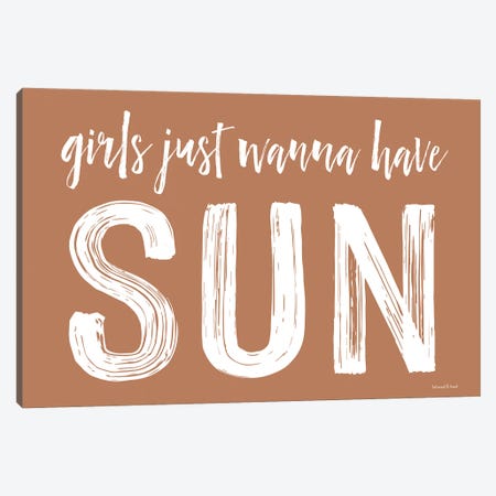 Girls Just Wanna Have Sun Canvas Print #LLI73} by lettered & lined Canvas Wall Art