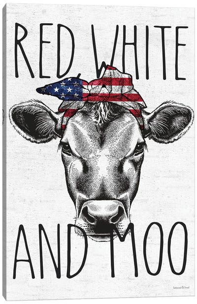 Red, White And Moo Canvas Art Print - lettered & lined