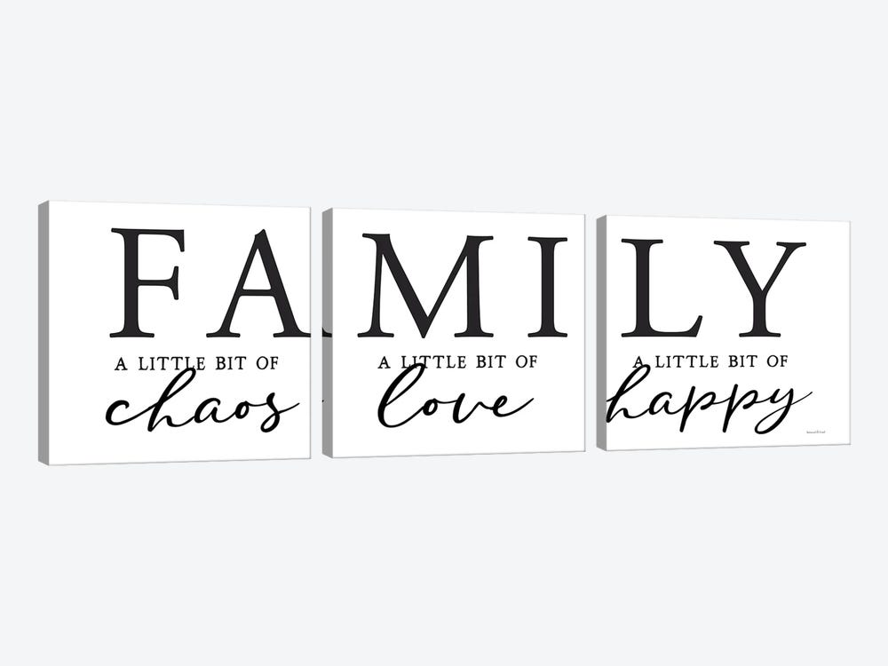 Family by lettered & lined 3-piece Canvas Art