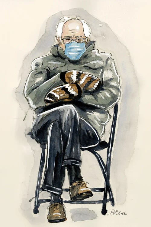 Unamused Bernie Sanders by Sean Ellmore wall art