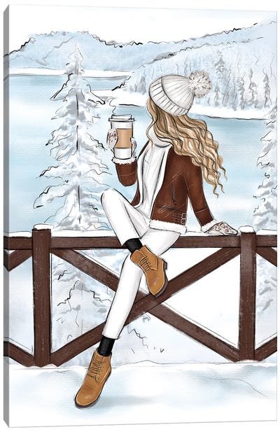 Mountains In Switzerland Blonde Girl Canvas Art Print - Coffee Art
