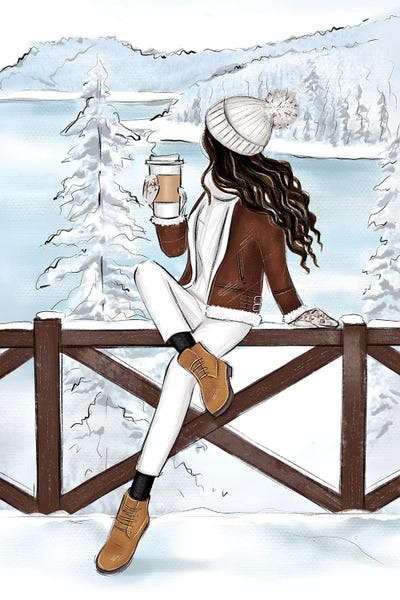 Switzerland: Mountains In Switzerland Brunette Girl by LaLana Arts