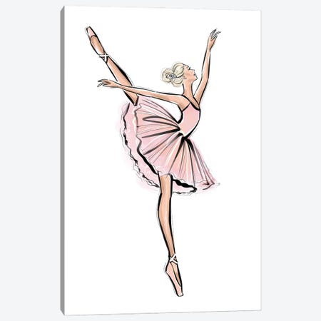 Ballerina Blonde Girl Canvas Print #LLN106} by LaLana Arts Canvas Wall Art
