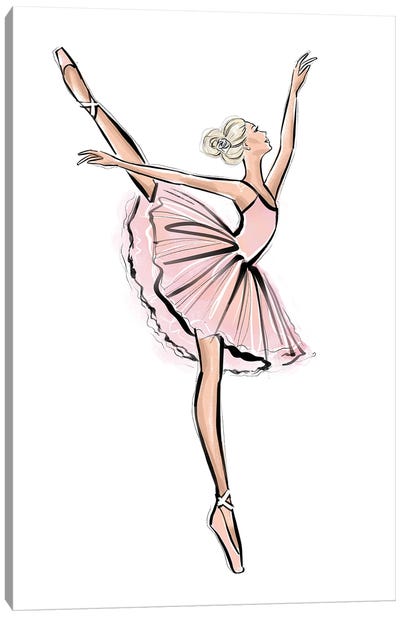 Ballerina Blonde Girl Canvas Art Print - LaLana Arts