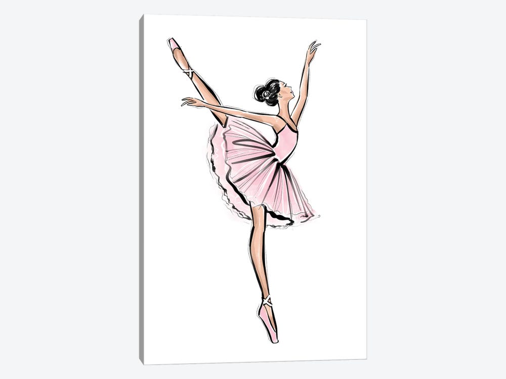 Ballerina Brunette Girl by LaLana Arts 1-piece Art Print