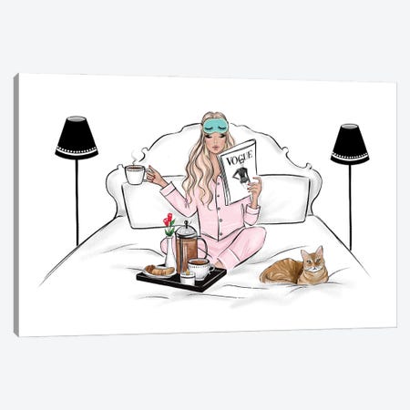 Breakfast In Bed Blonde Canvas Print #LLN108} by LaLana Arts Canvas Art Print
