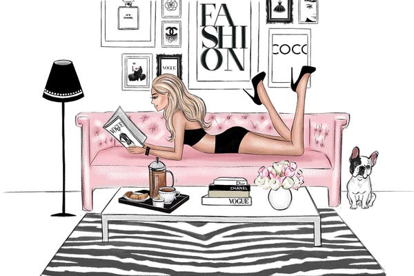 Magazines: Chill On Sofa Blonde Girl by LaLana Arts