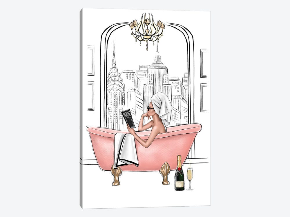 Relax In Bathroom In Ny by LaLana Arts 1-piece Canvas Art Print
