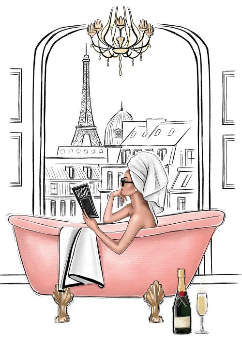 Relax In Bathroom In Paris by LaLana Arts wall art