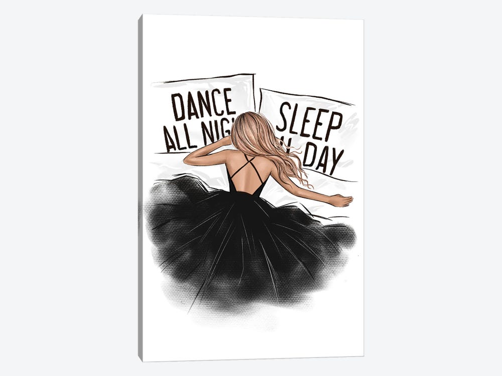 Dance All Night Sleep All Day Blonde Girl by LaLana Arts 1-piece Canvas Wall Art
