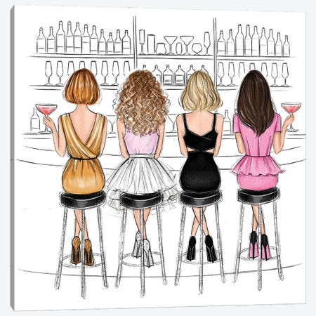Girls In Bar Canvas Print #LLN11} by LaLana Arts Canvas Print