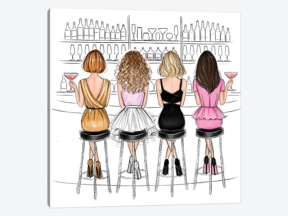Girls In Bar by LaLana Arts 1-piece Canvas Artwork
