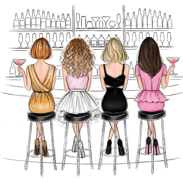 Fictional Characters: Girls In Bar by LaLana Arts