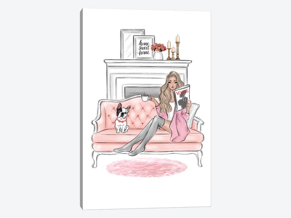 Stay At Home Blonde Girl by LaLana Arts 1-piece Canvas Print