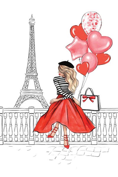 Balloons: Girl With Balloons Blonde by LaLana Arts