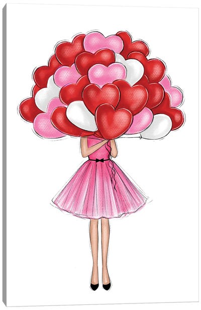 Red Heart Balloons Canvas Art Print - LaLana Arts
