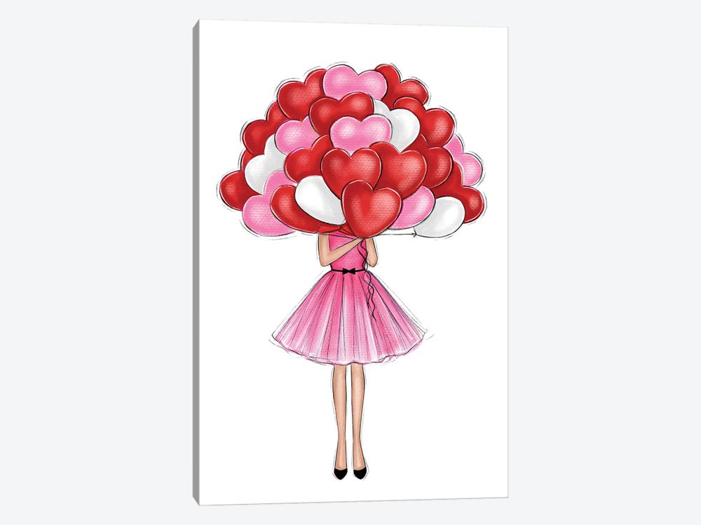 Red Heart Balloons by LaLana Arts 1-piece Canvas Art