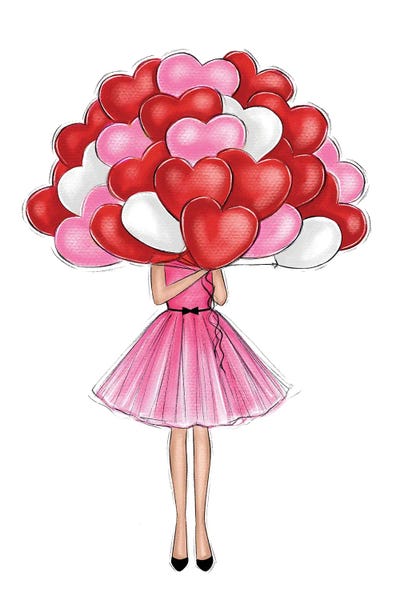 Balloons: Red Heart Balloons by LaLana Arts