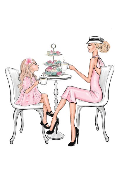 High Heels: Tea Time Blonde Mom And Daughter by LaLana Arts