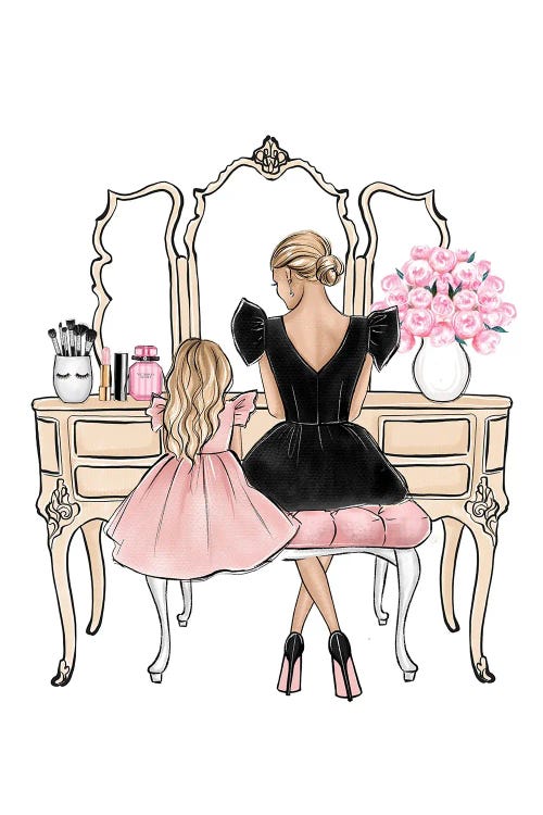 Mom And Daughter On Vanity Blonde by LaLana Arts wall art