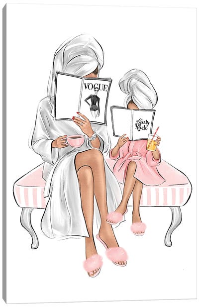Mom And Daughter Canvas Art Print - Fashion Typography