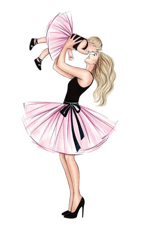 Mom And Daughter In Tulle Skirts Blonde by LaLana Arts wall art