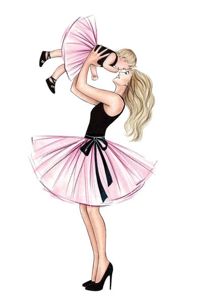 High Heels: Mom And Daughter In Tulle Skirts Blonde by LaLana Arts